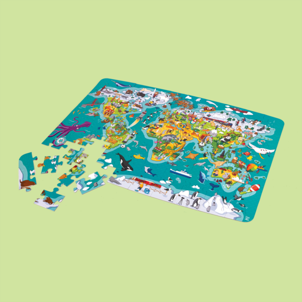Puzzle 2 en 1 tour du monde