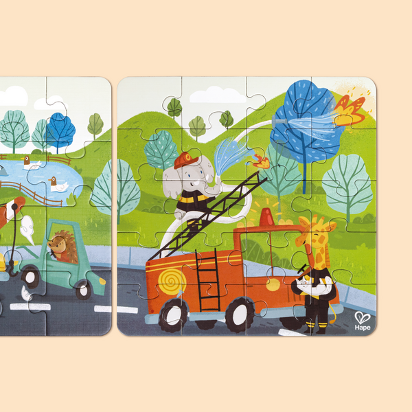 Puzzle véhicules de secours storytelling 4 en 1