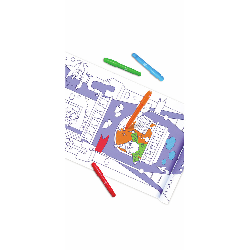 Rouleau à dessin et feutres - château fort Rouleau à dessin et feutres - château fort