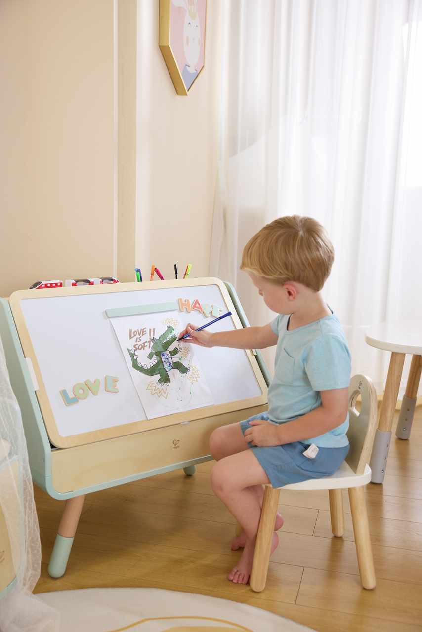 Tableau à dessins - bibliothèque 2 en 1 Tableau à dessins - bibliothèque 2 en 1