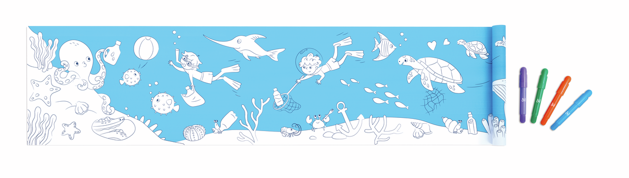 Rouleau à dessin et feutres - océan