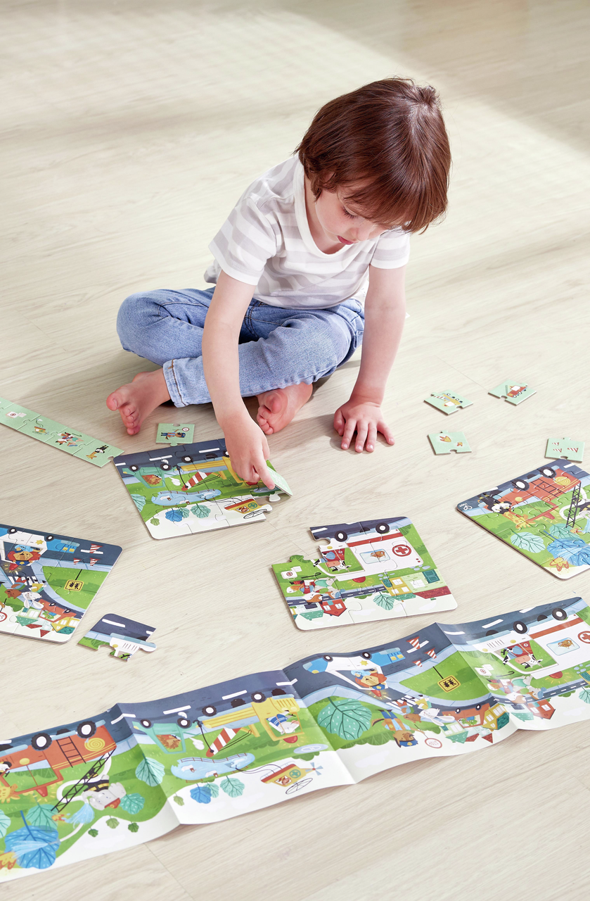 Puzzle véhicules de secours storytelling 4 en 1