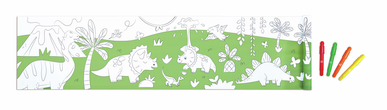 Rouleau à dessin et feutres - dinosaure Rouleau à dessin et feutres - dinosaure