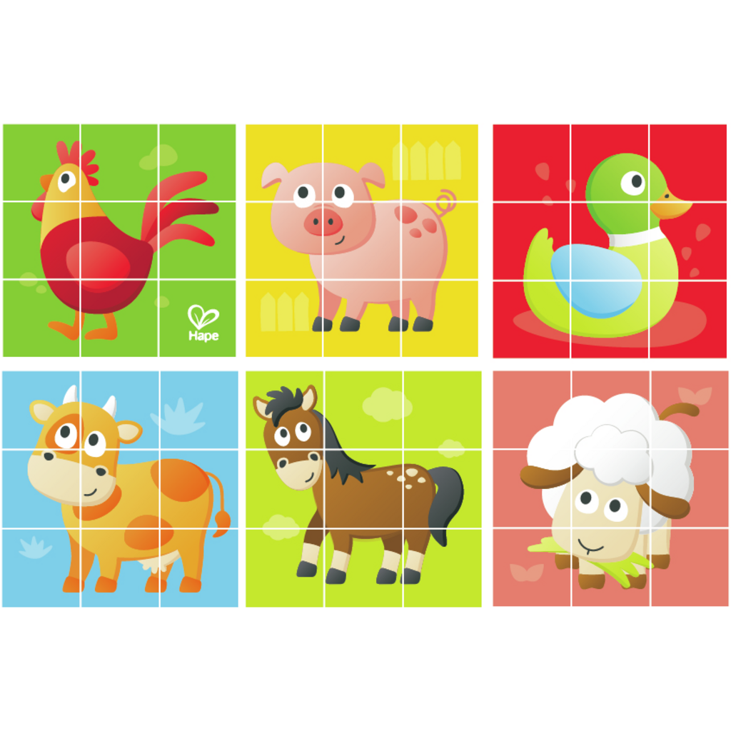 Puzzle cubes animaux de la ferme