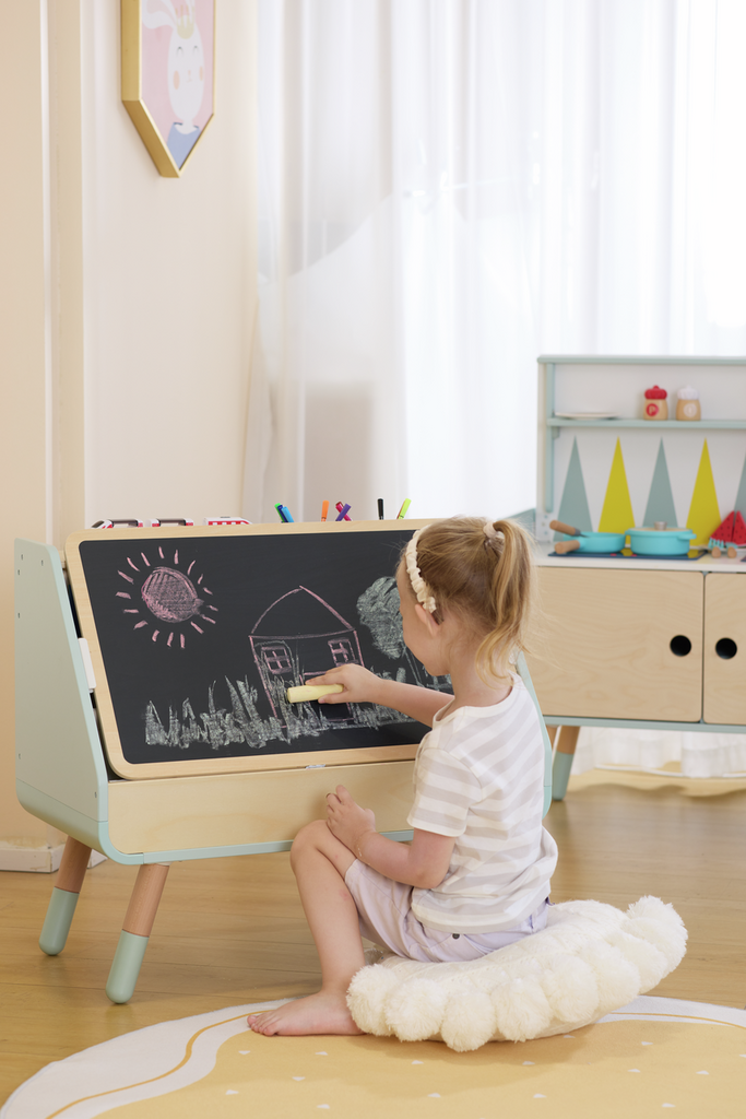 Tableau à dessins - bibliothèque 2 en 1 Tableau à dessins - bibliothèque 2 en 1