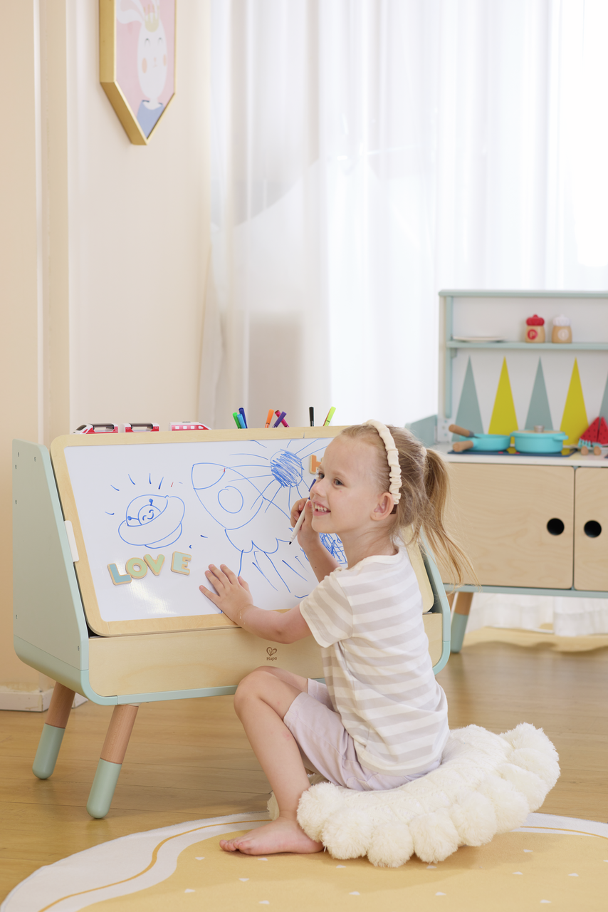 Tableau à dessins - bibliothèque 2 en 1 Tableau à dessins - bibliothèque 2 en 1