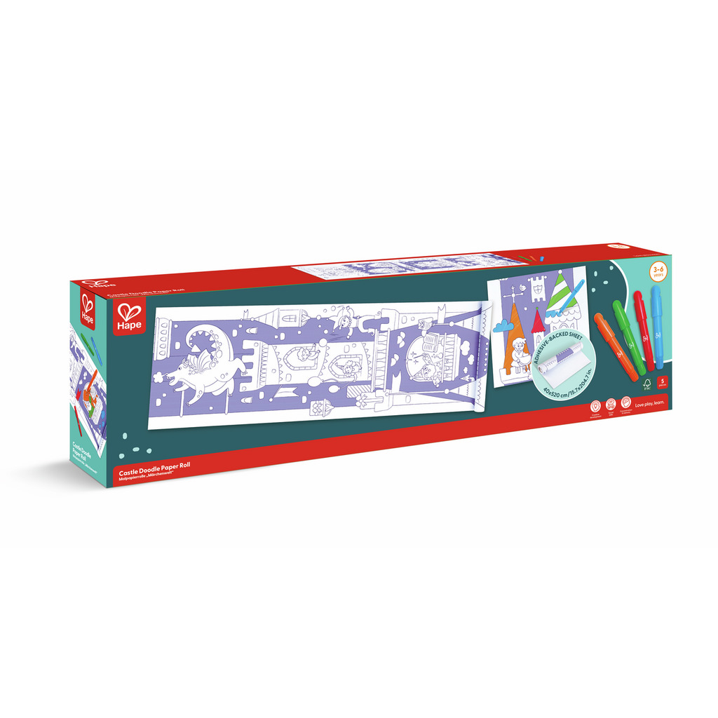 Rouleau à dessin et feutres - château fort Rouleau à dessin et feutres - château fort