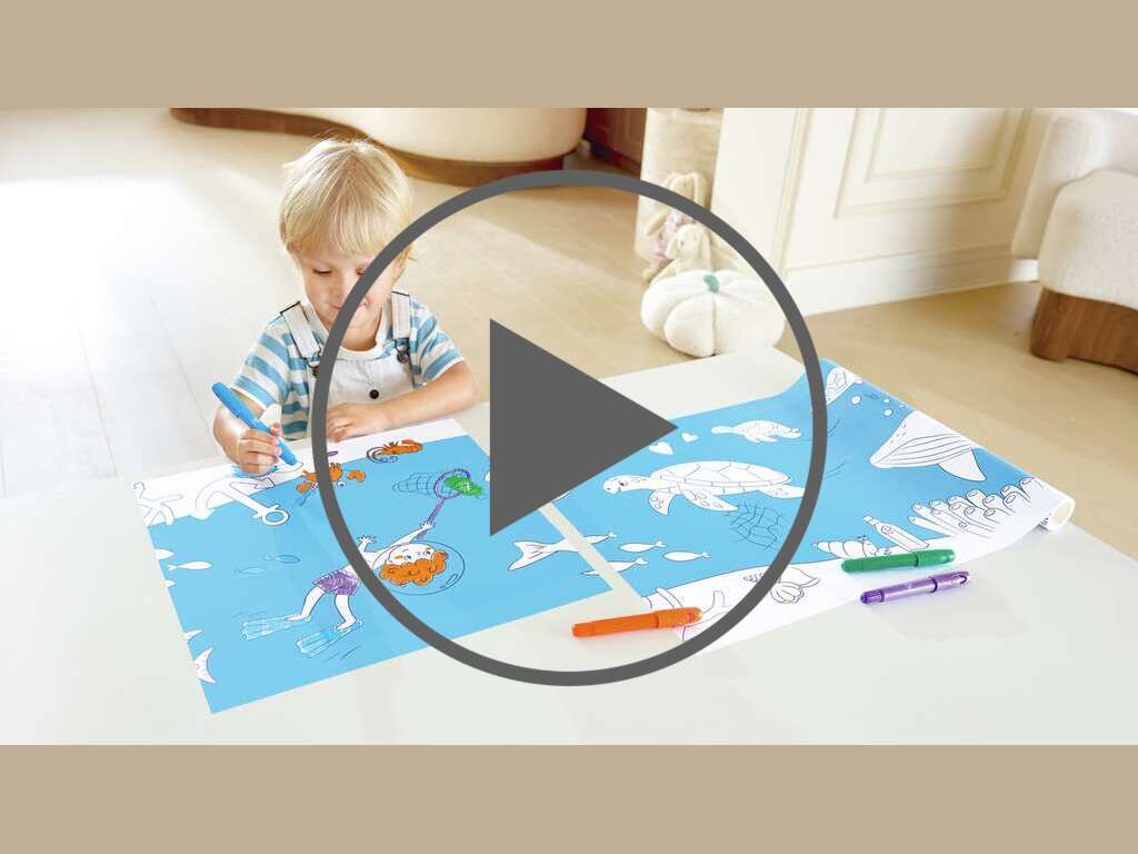 Rouleau à dessin et feutres - océan